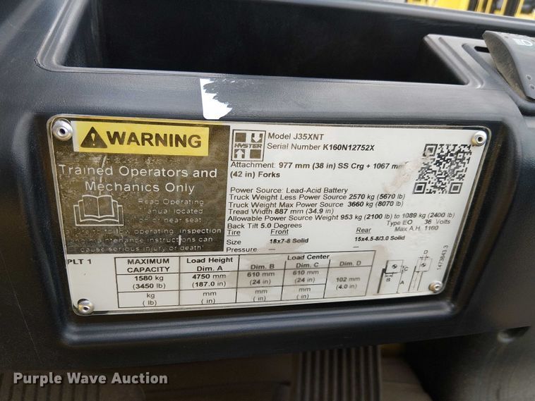 image for item EC1220 2023 Hyster J35XNT forklift