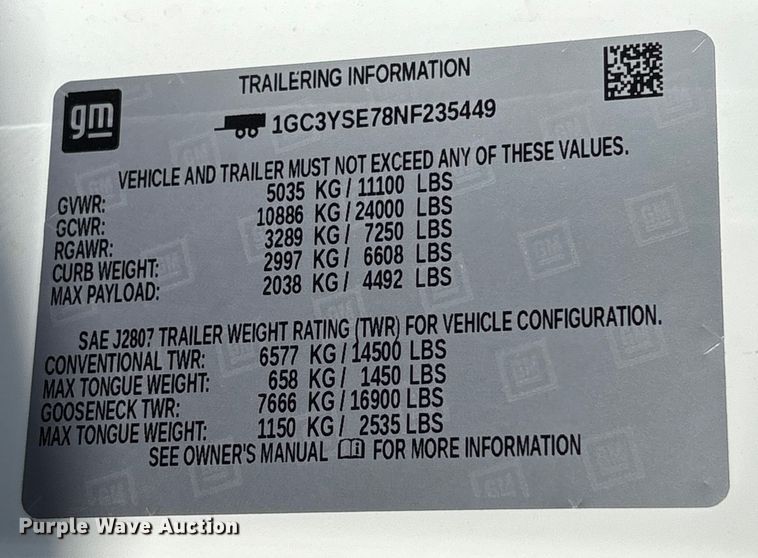 image for item EC8002 2022 Chevrolet Silverado 3500HD pickup truck