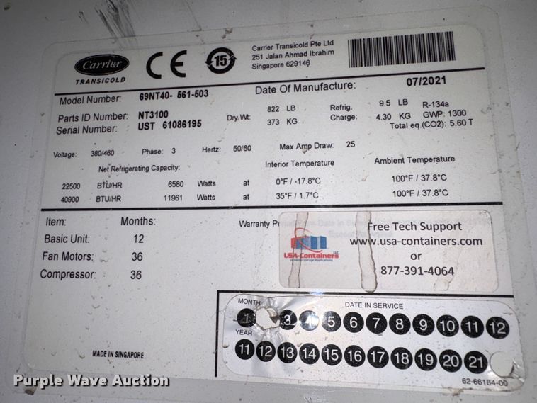 image for item EC8021 Refrigerated shipping container