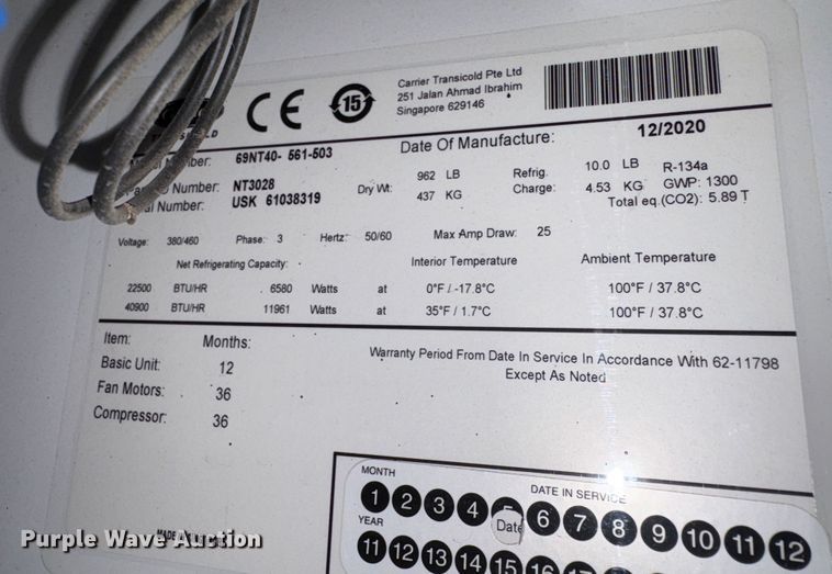 image for item EC8023 CIMC 1AAA-S-042A refrigerated shipping container
