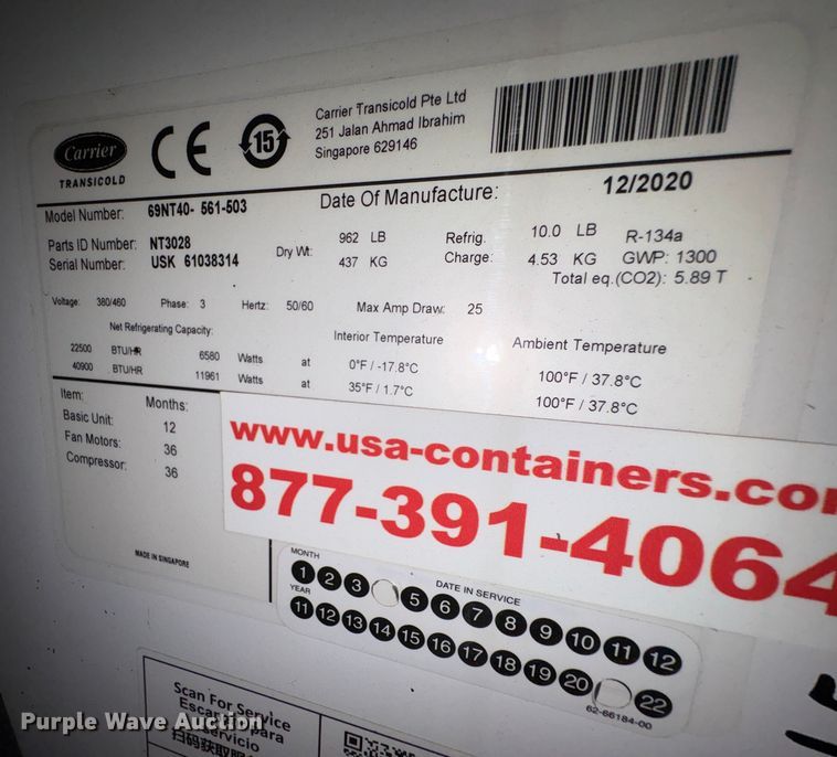 image for item EC8024 2004 CIMC 1AAA-S-014 refrigerated shipping container