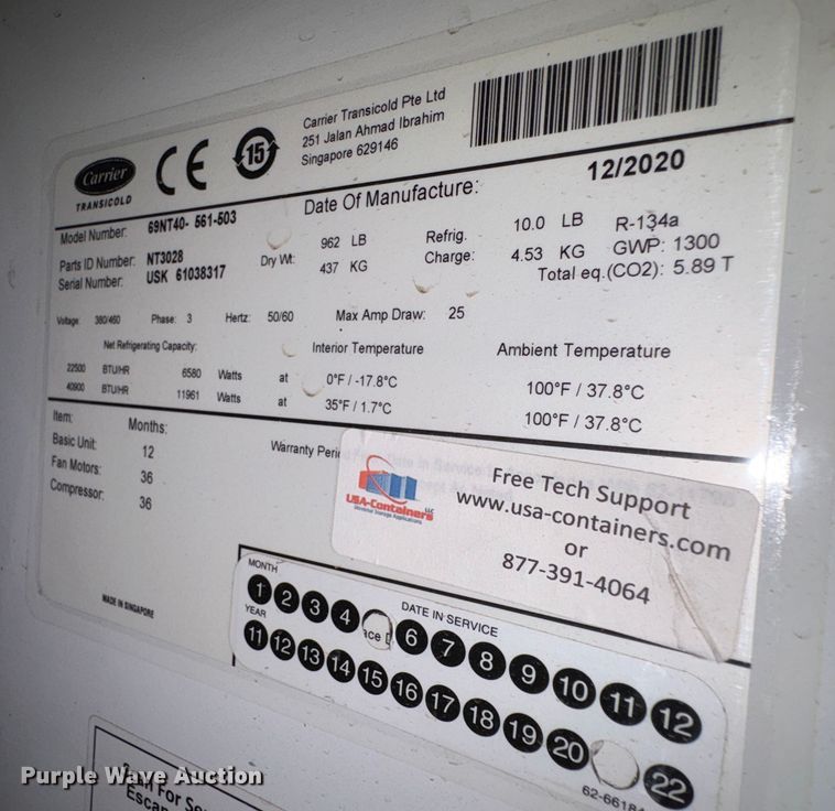 image for item EC8026 Refrigerated shipping container