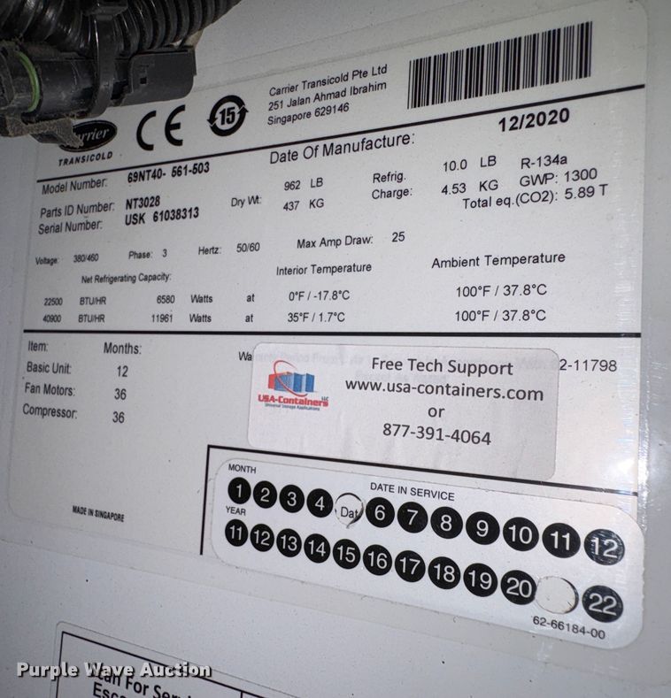 image for item EC8029 Refrigerated shipping container