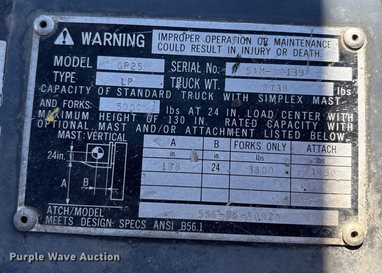 image for item EC8032 1994 Caterpillar GP25 forklift