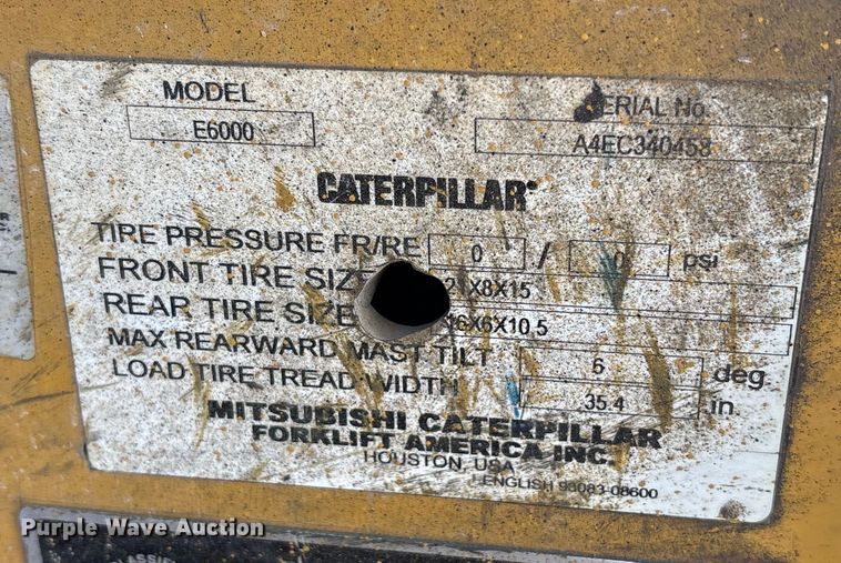 image for item EC8034 2006 Caterpillar E 6000 Warehouse Forklift ( Electric)