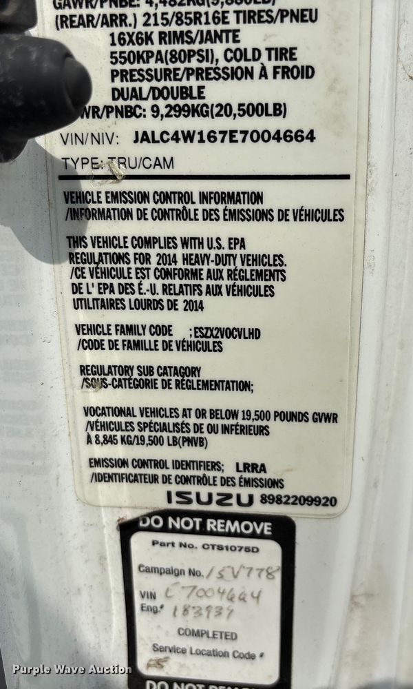 image for item ED2232 2014 Isuzu NPRHD box truck