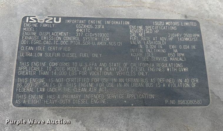 image for item ED2234 2017 Isuzu NPRHD box truck