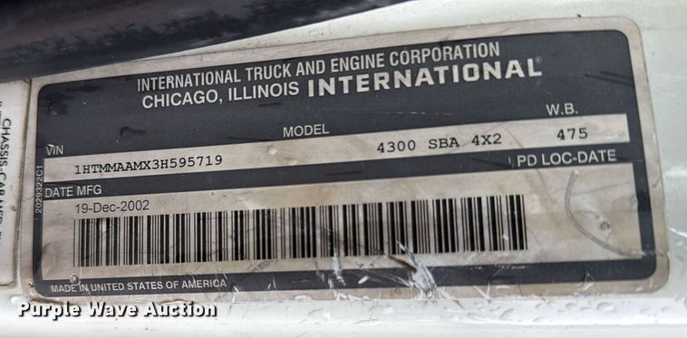 image for item ED5607 2003 International 4300 utility / service truck