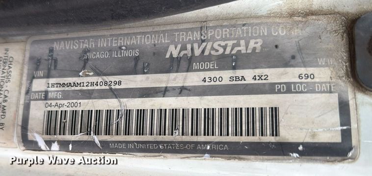 image for item ED5612 2002 International 4300 utility / service truck