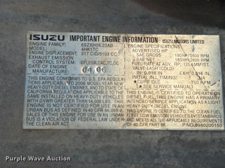 image for item ED5954 2007 Isuzu NPR Box truck