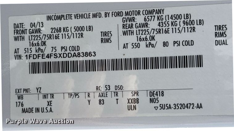 image for item EG5962 2013 Ford E450 Super Duty shuttle bus