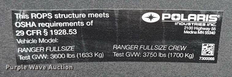 image for item EG5996 2025 Polaris XP1000 utility vehicle