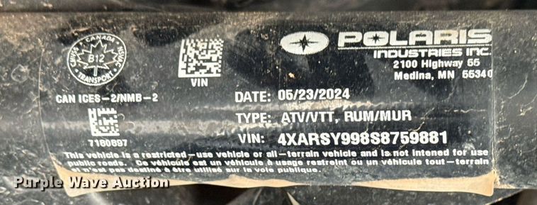 image for item EG5996 2025 Polaris XP1000 utility vehicle