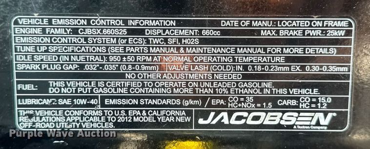 image for item EG6088 2012 Jacobson Haulster 84071 utility vehicle