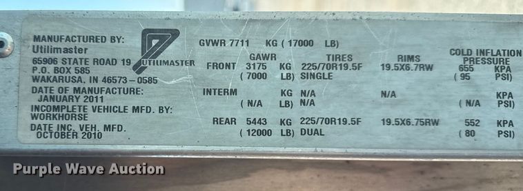 image for item EG6106 2010 Workhorse W62 delivery truck