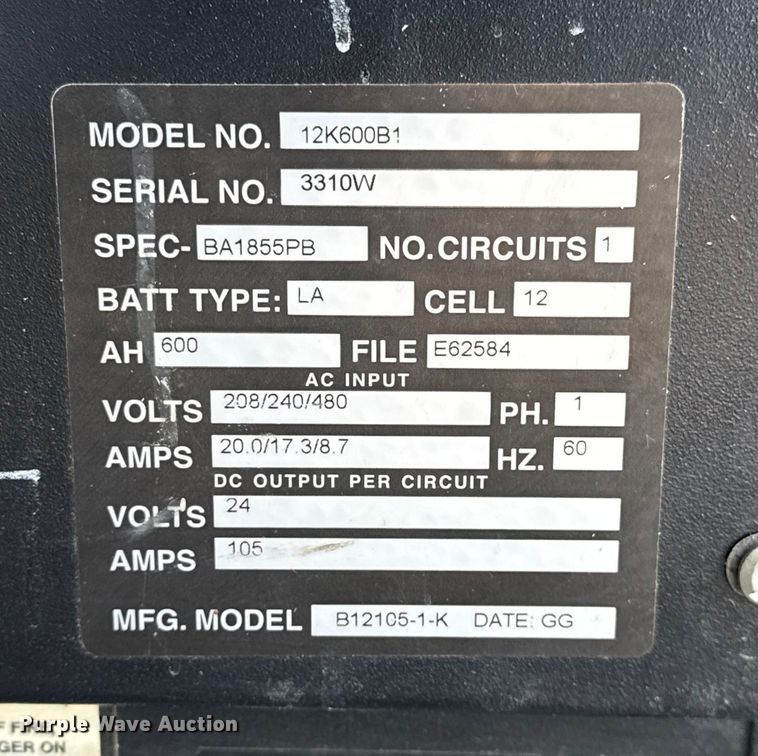 image for item EG8245 Kodiak 12K600B1 forklift charger