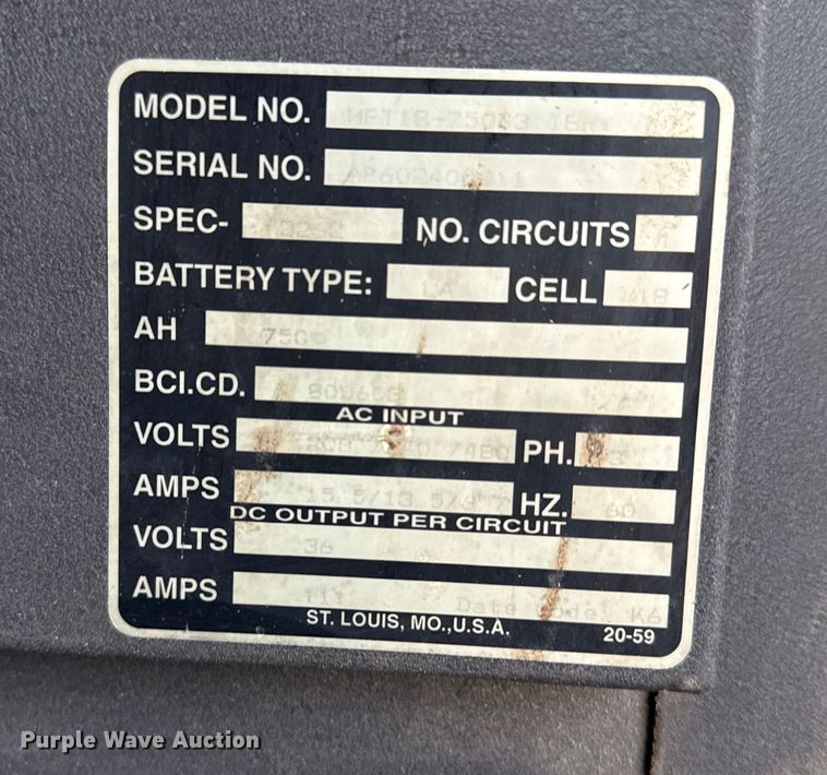 image for item EG8246 Extreme Power HBT18-75033 forklift charger