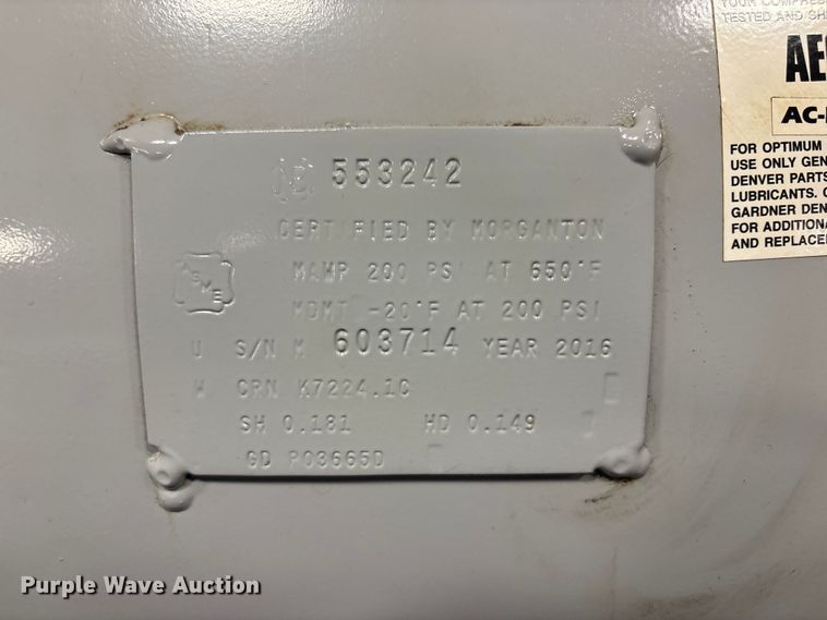 image for item EH7507 2016 Gardener Denver air compressor