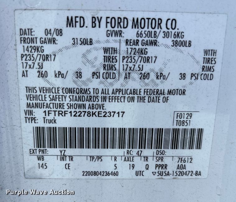 image for item EM6068 2008 Ford F150 pickup truck