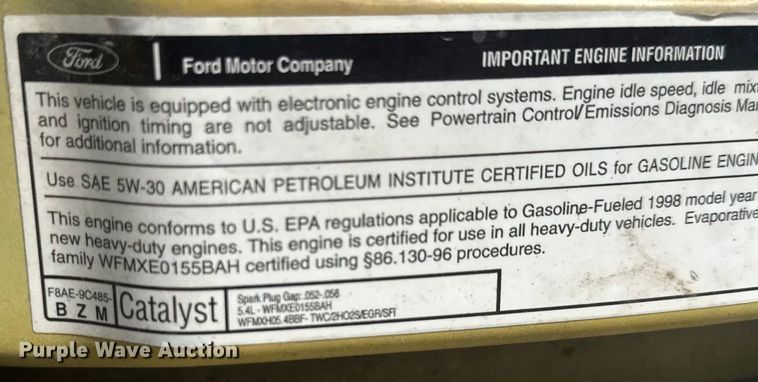 image for item EM8158 1998 Ford E350 box truck