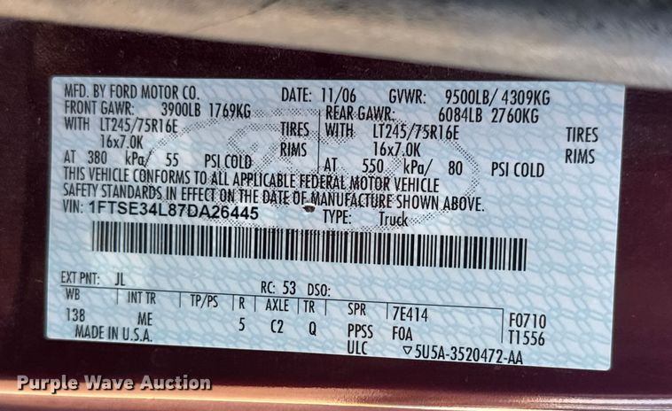 image for item EM8257 2007 Ford E350 Super Duty van