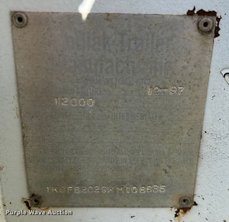 image for item EN5618 1998 Kodiak utility trailer