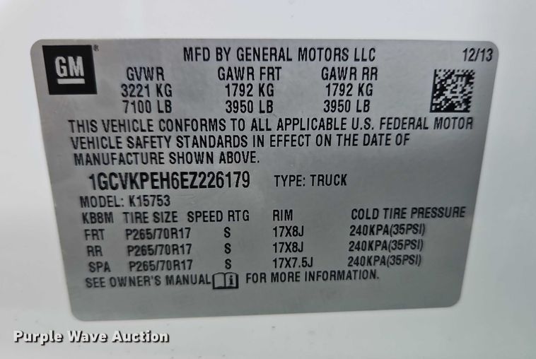 image for item EO4654 2014 Chevrolet Silverado 1500 Double Cab pickup truck