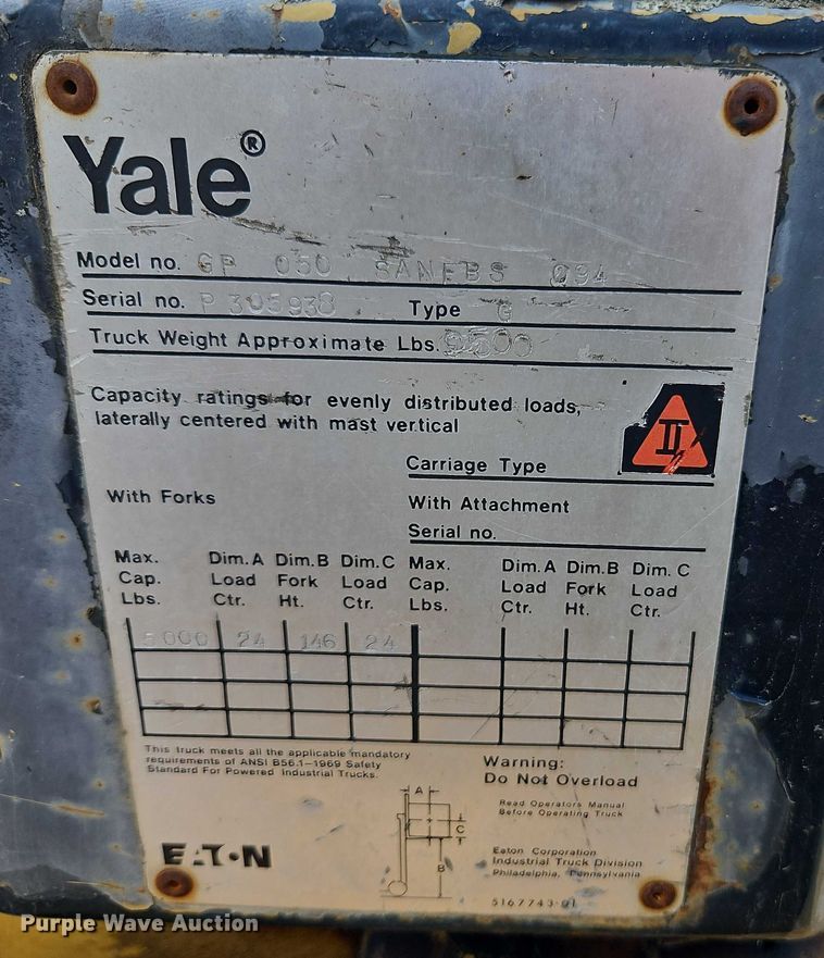 image for item EO4664 Yale GP 050 forklift