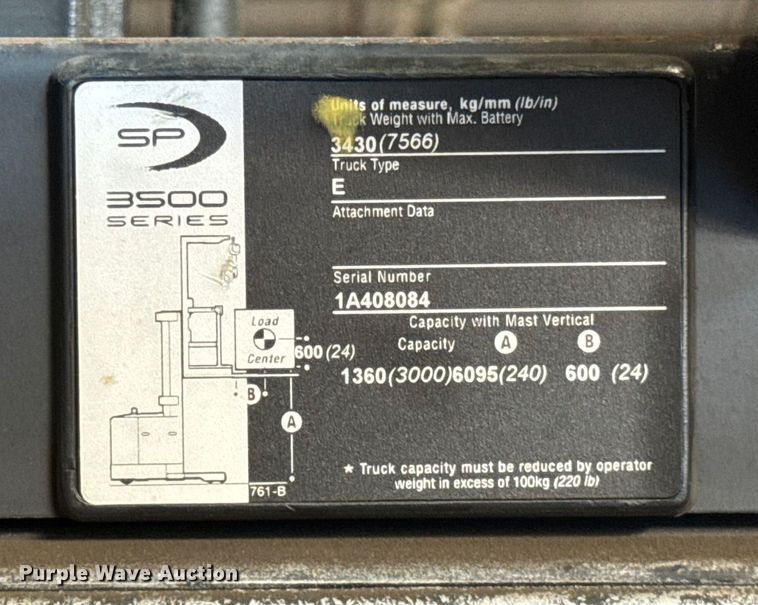 image for item ER0093 2013 Crown SP3505-30 order picker