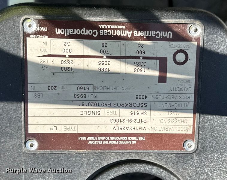 image for item ER0096 2017 UniCarriers PF50 forklift