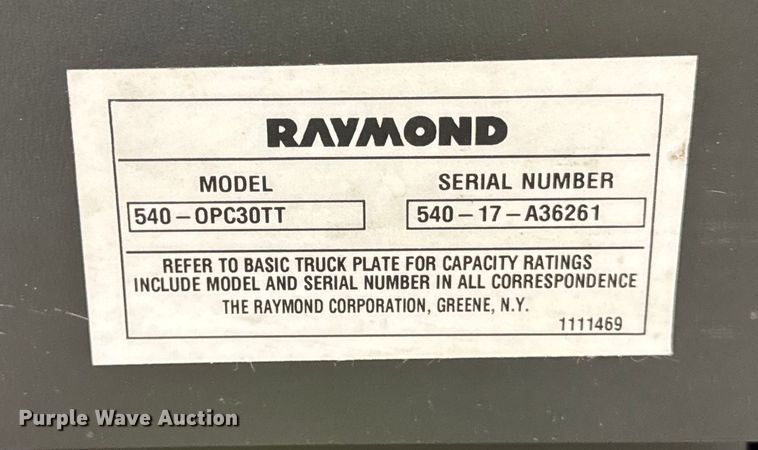 image for item ER0098 2017 Raymond 5400 order picker