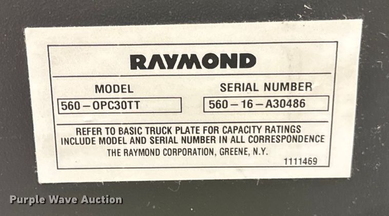 image for item ER0099 2016 Raymond 5600 order picker