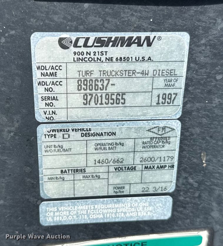 image for item ER2452 1997 Cushman Truckster utility vehicle