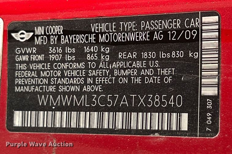 image for item ET3194 2010 Mini Cooper 