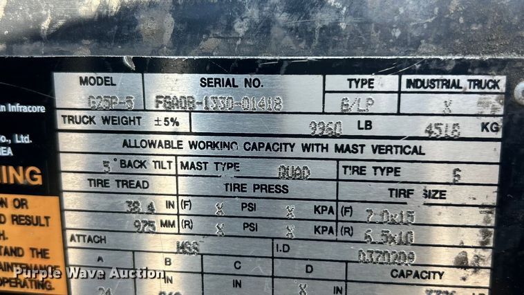 image for item ET3220 Doosan G25P-3 forklift