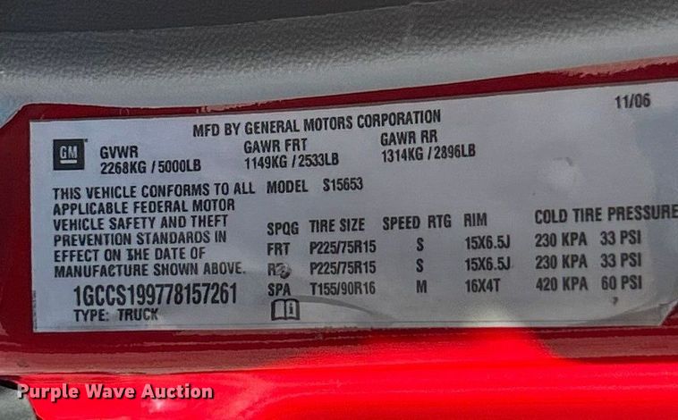 image for item ET3221 2007 Chevrolet Colorado LS Ext. Cab pickup truck