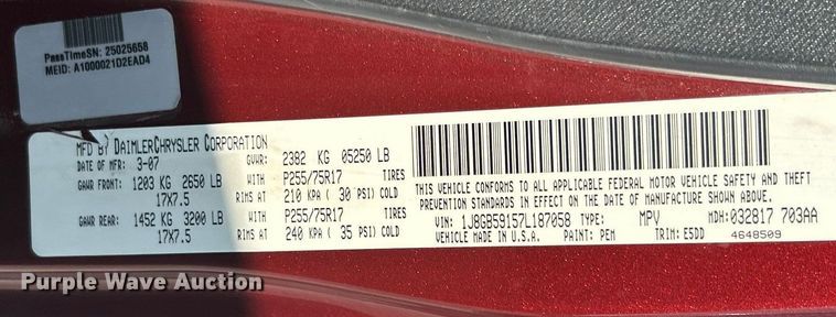 image for item ET3280 2007 Jeep Wrangler Sahara SUV