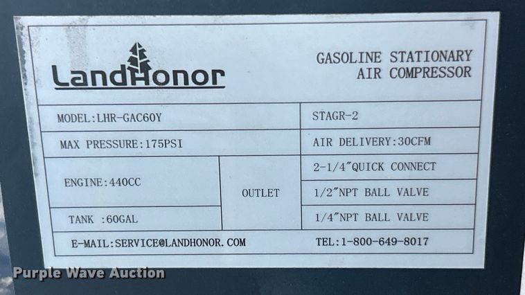 image for item ET3450 Land Honor LHR-GAC60Y air compressor
