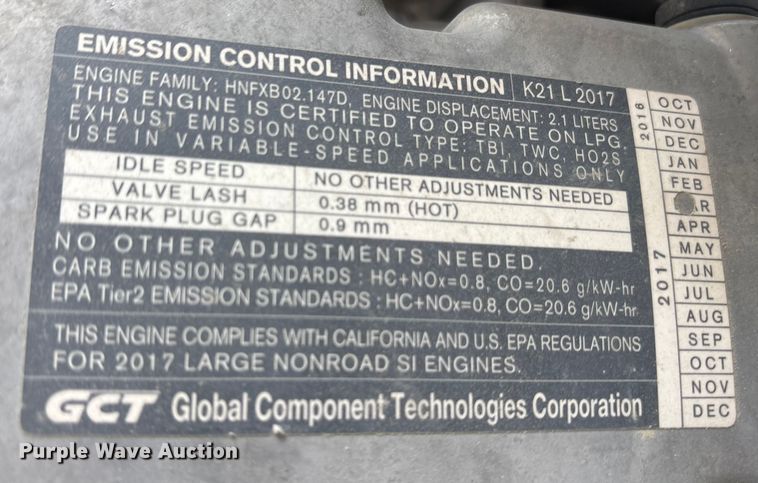 image for item ET7075 2017 UniCarriers PF50 forklift