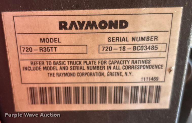 image for item ET8550 2018 Raymond 720-R35TT reach truck