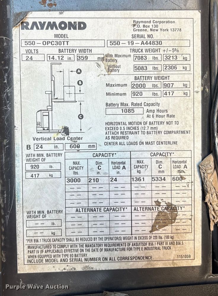 image for item ET8552 2019 Raymond 5500 order picker