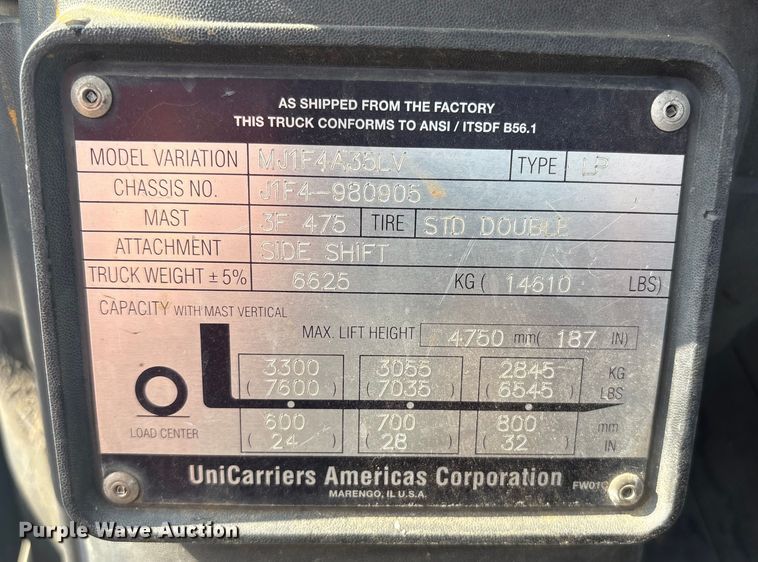 image for item ET8553 2015 Nissan PF80YLP forklift