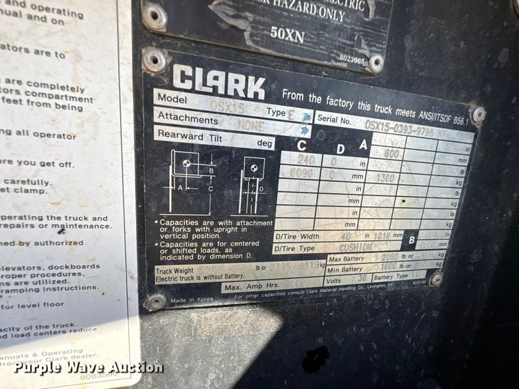 image for item EU0121 Clark 0SX15 order picker