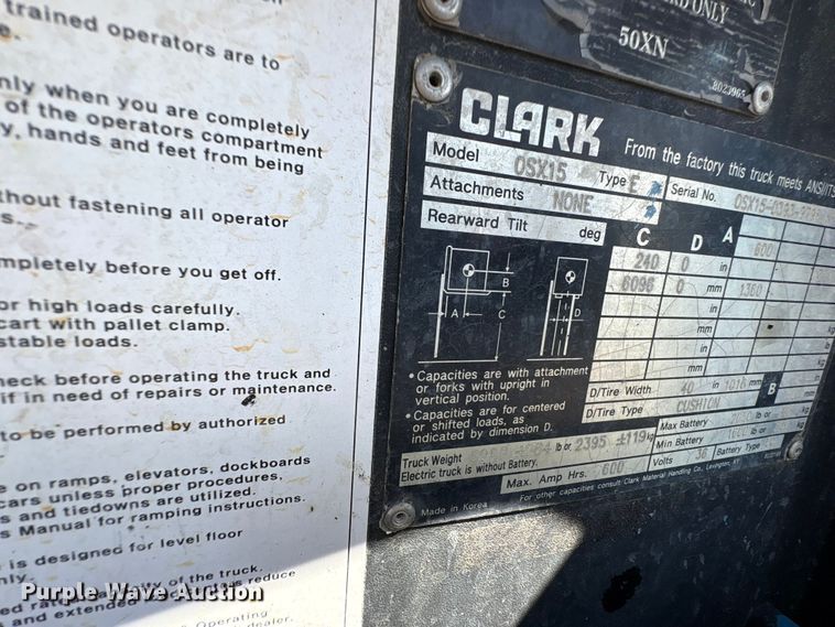 image for item EU0121 Clark 0SX15 order picker