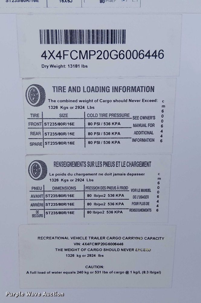 image for item EU2533 2016 Forest River Columbus camper