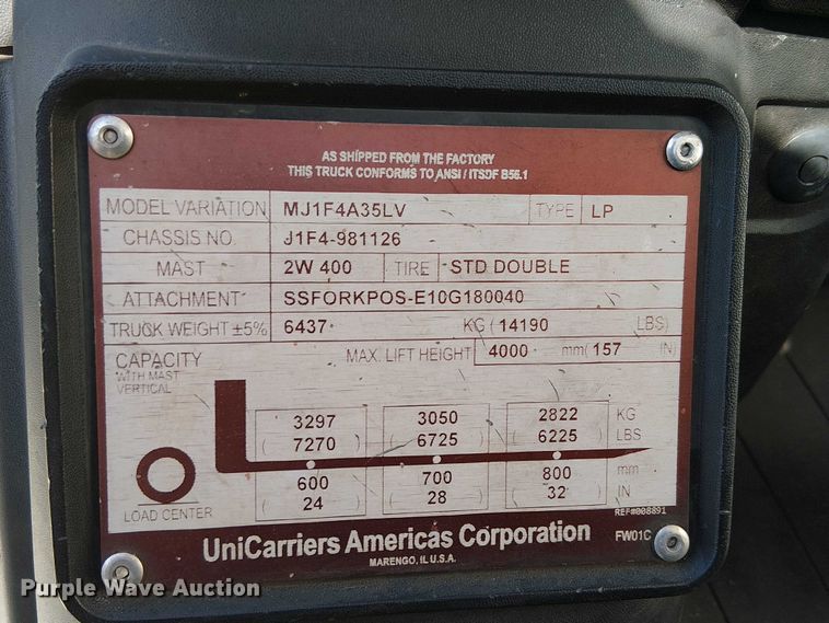 image for item EU2543 2015 UniCarriers PF80YLP forklift