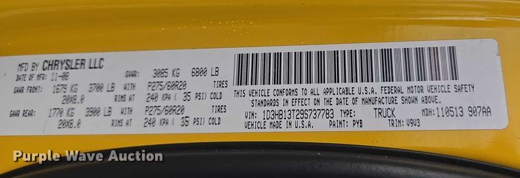 image for item EU3641 2009 Dodge Ram Crew Cab pickup truck