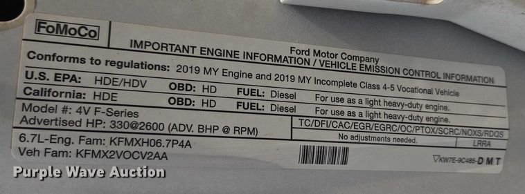 image for item EU3692 2019 Ford F-550 Crew Cab truck cab and chassis