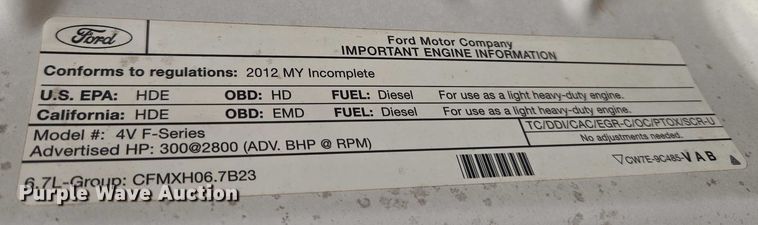 image for item EU3693 2012 Ford F550 Crew Cab truck cab and chassis