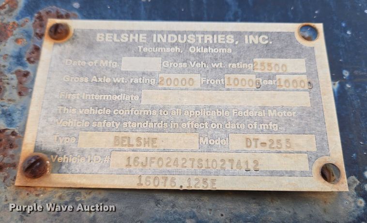 image for item EU3722 1995 Belshe DT-255 equipment trailer